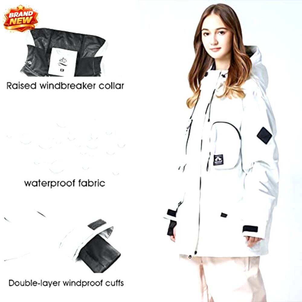 Waterproof Windproof Ski Snowboard Jacket with Ho… - image 4